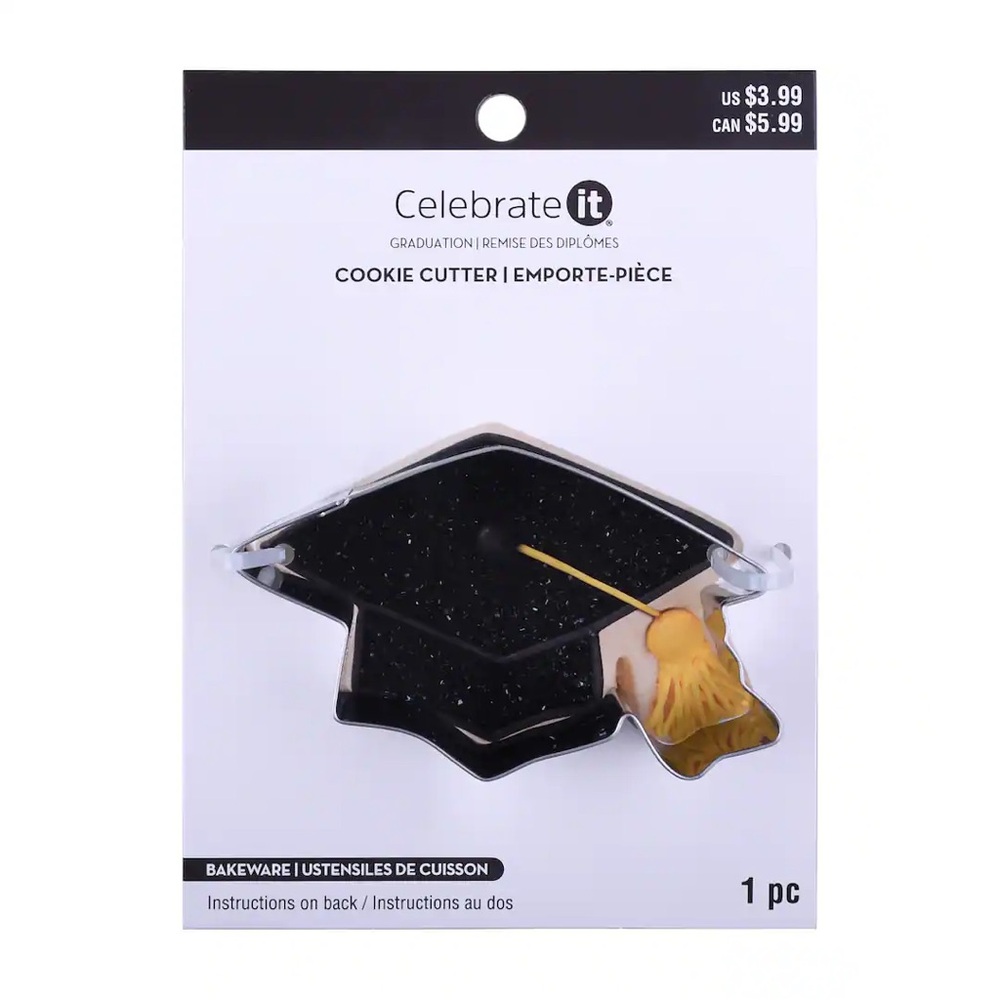 🆕 3.5” Graduation Cap Hat Cookie Cutter Silver Grad Bakeware by Celebrate It